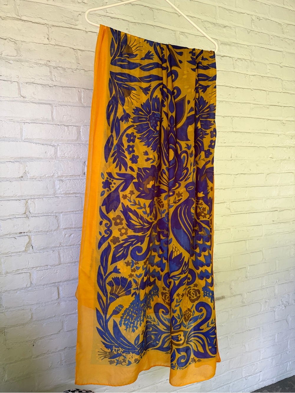 Navy and Gold Floral Scarf